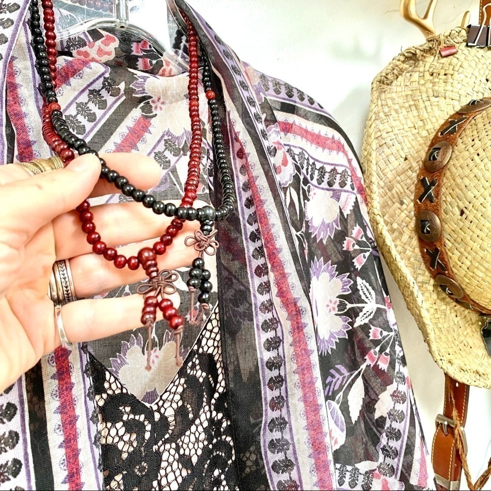 BOHO wooden stretchy wine colour beaded necklace/bracelet interchangeable